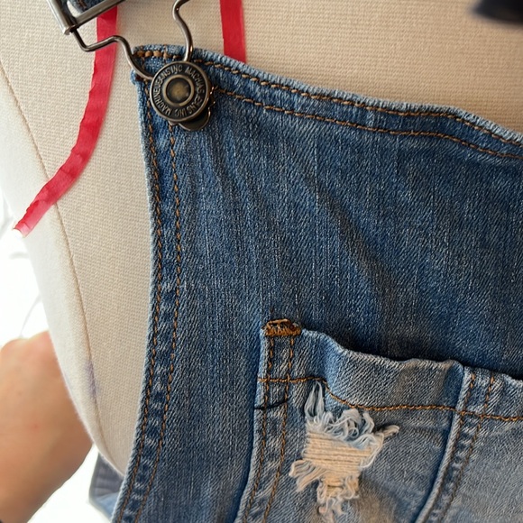 Machine Jean embroidered overalls size small 27 - Picture 2 of 9